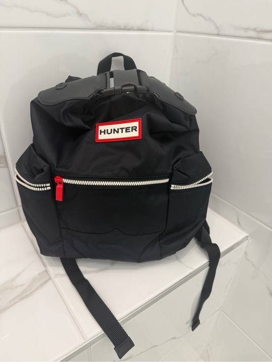 Hunter Handbags - Hunter Black Backpack with Red Trim and White Zippers